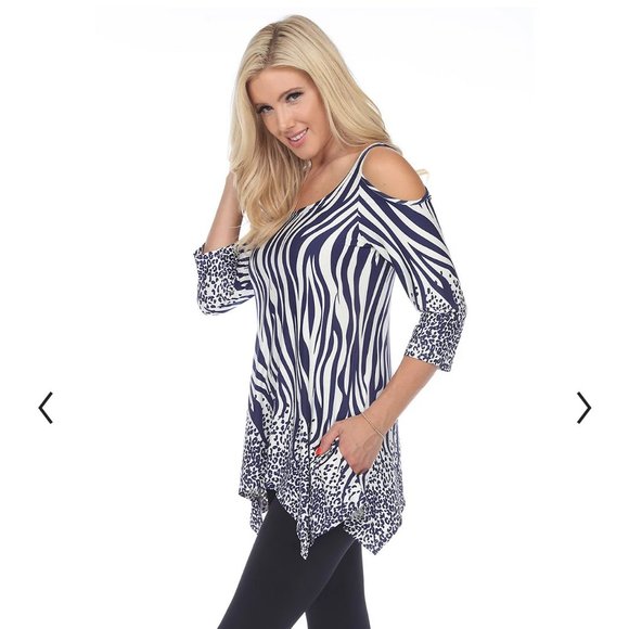 ❤️REDUCED❤️Black & Gold Animal Print Cold Tunic Top - Picture 5 of 8